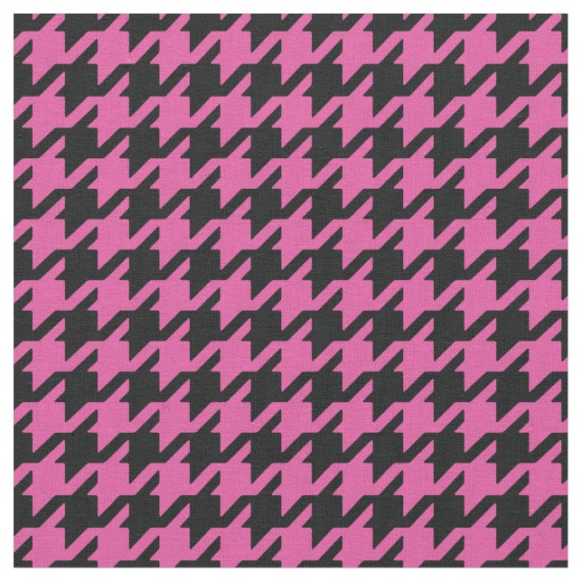 Anpassa din egen rosa, svart houndstooth mönster tyg (Närbild)