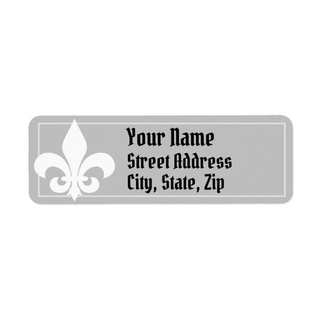 Anpassa din egen, vita Fleur-de-lis Returadress Etikett (Framsidan)
