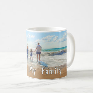 Anpassa din familjefoto-muggpresent med text kaffemugg