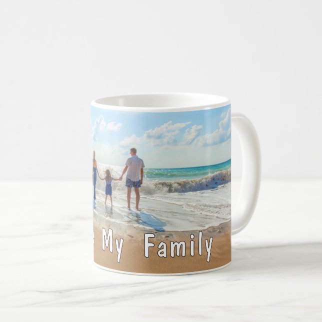 Anpassa din familjefoto-muggpresent med text kaffemugg (Framsida höger)