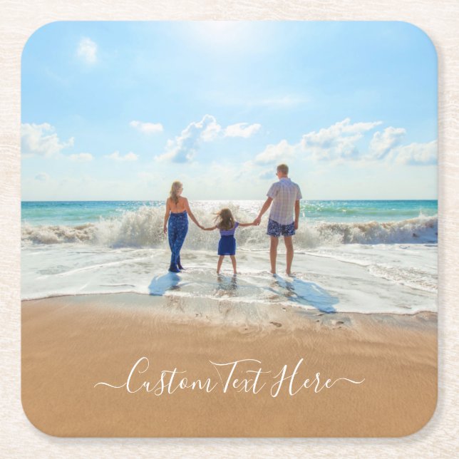 Anpassa Din Foto Text Papper Underlägg Personlig Kvadrat (Framsidan)