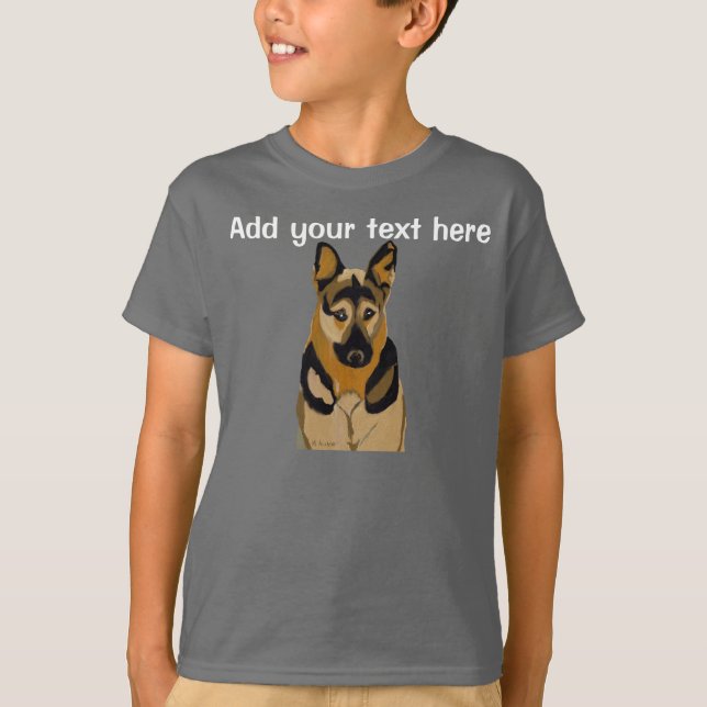 Anpassa din German shepard porträtt T Shirt (Framsida)