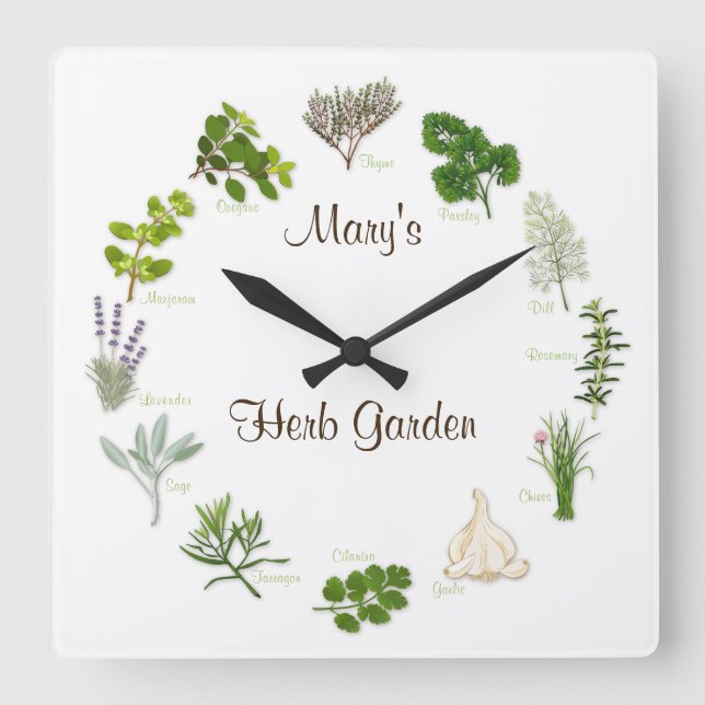 Anpassa din Herb Garden Clock Fyrkantig Klocka (Framsida)