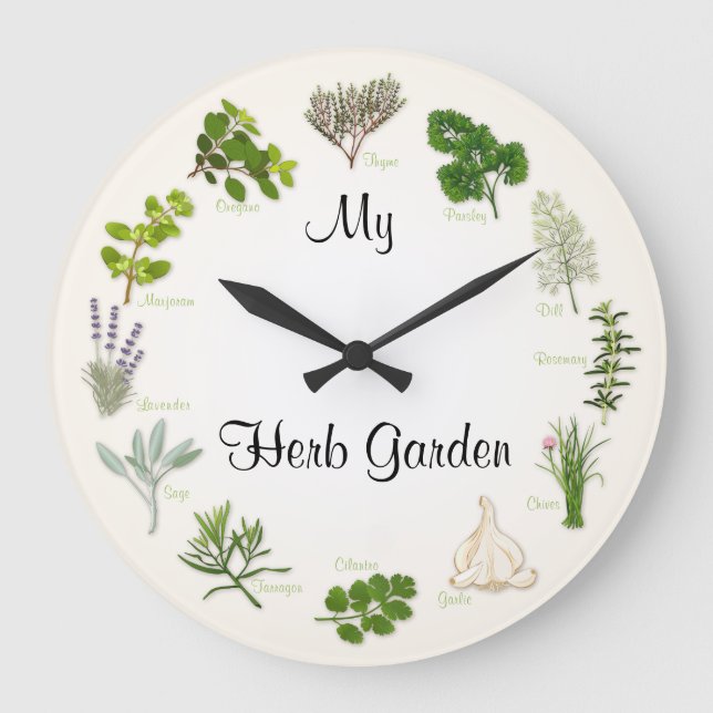 Anpassa din Herb Garden Round Clock Stor Klocka (Framsida)