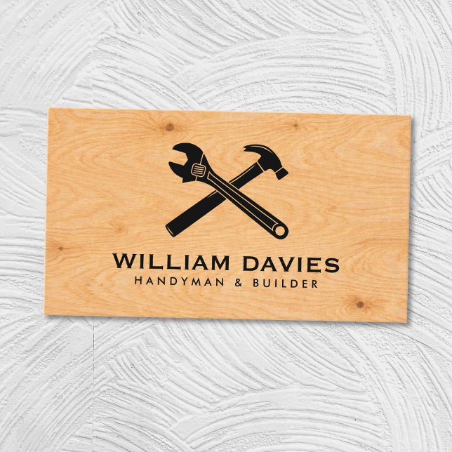 Anpassa din logotyp | Handyman Plywood-struktur Visitkort (Skapare uppladdad)