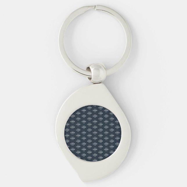 Anpassa din logotyp här Namn mall Swirl Silverfärgad Nyckelring (Framsidan)