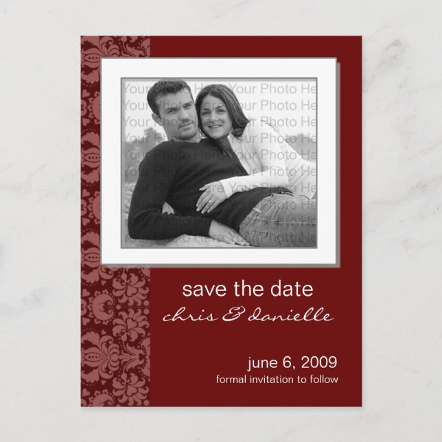 Anpassa din Save The Date! Välj din färg! Meddelande Vykort (Framsida)