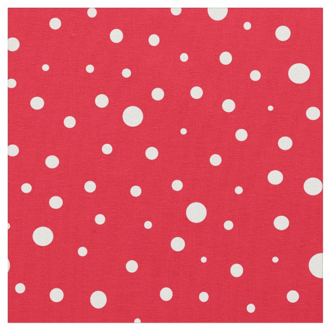 Anpassa dina egna vita polka dots i rött tyg (Närbild)