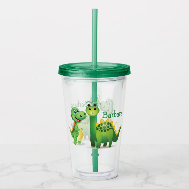 Anpassa Dino Acrylic Tumbler Take Away Mugg (Framsida)