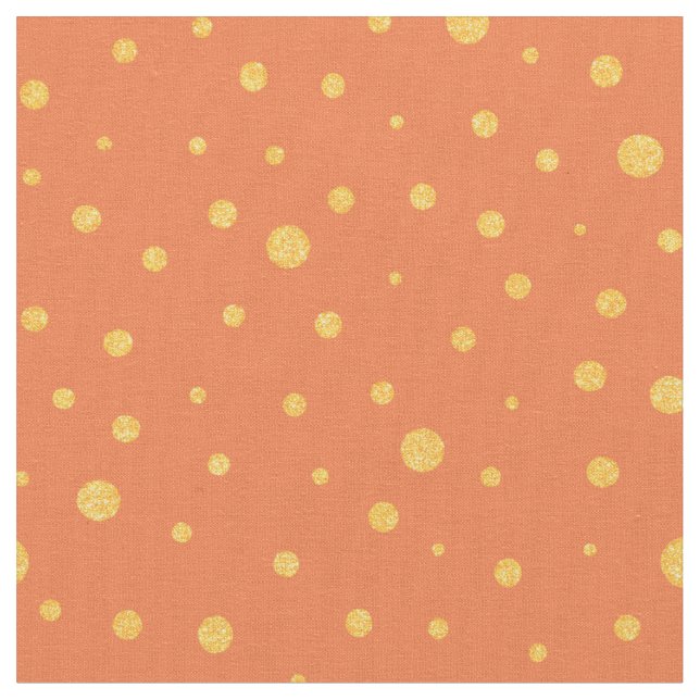 Anpassa ditt eget guld polka dots i orange tyg (Närbild)