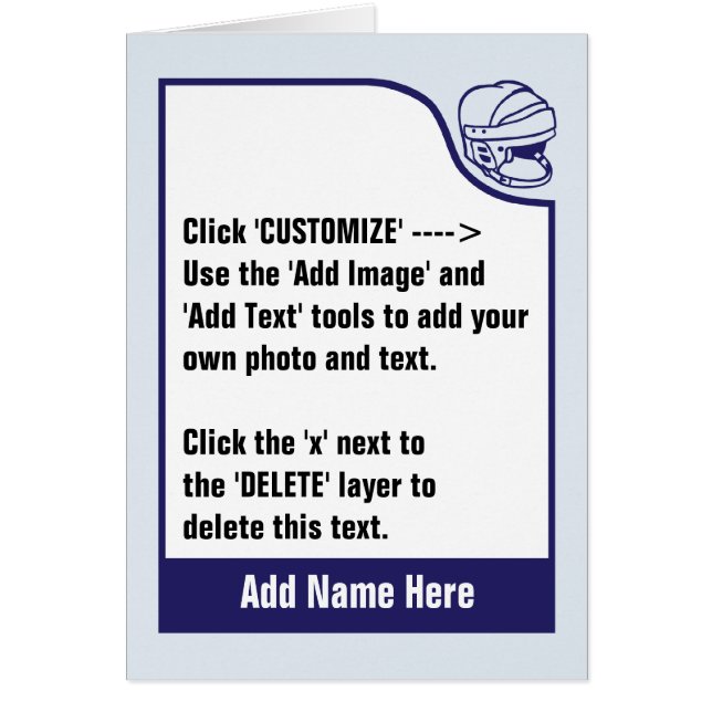 Anpassa ditt eget Hockey Trading Card Hälsningskort (Framsidan)