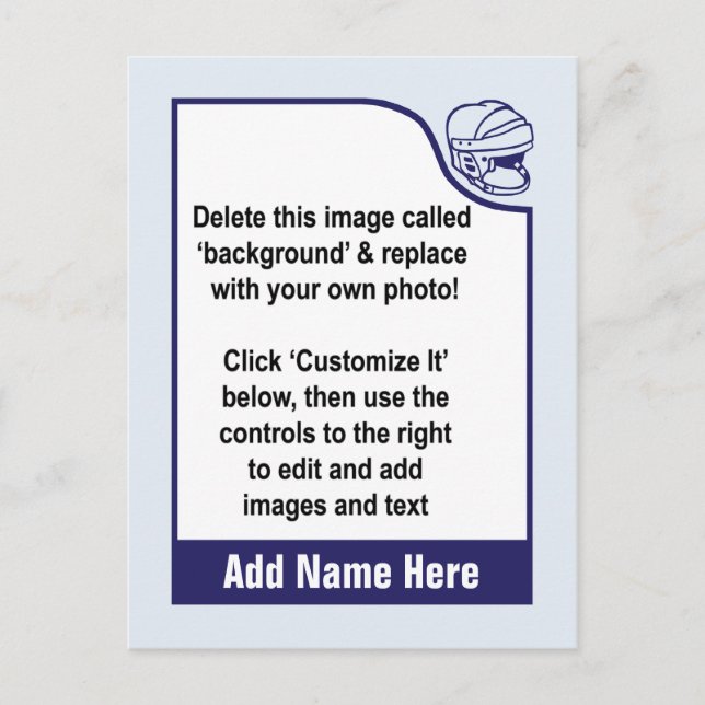 Anpassa ditt eget Hockey Trading Card Vykort (Framsida)