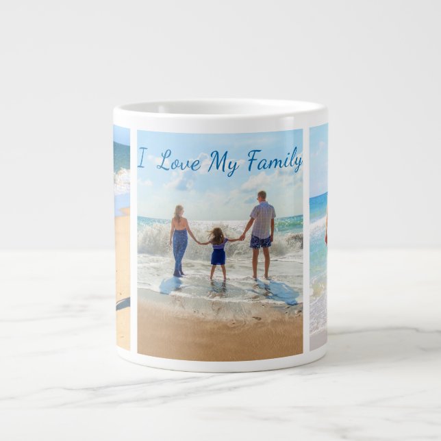 Anpassa Ditt Familjefoto Collage Kaffe Mugg Presen Jumbo Mugg (Framsidan)