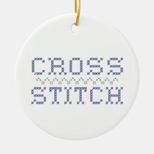 Anpassa ditt Kor-stitch-namn Julgransprydnad Keramik
