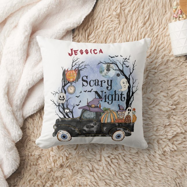 Anpassa ditt namn Halloween Scary Natt Kudde (Filt)