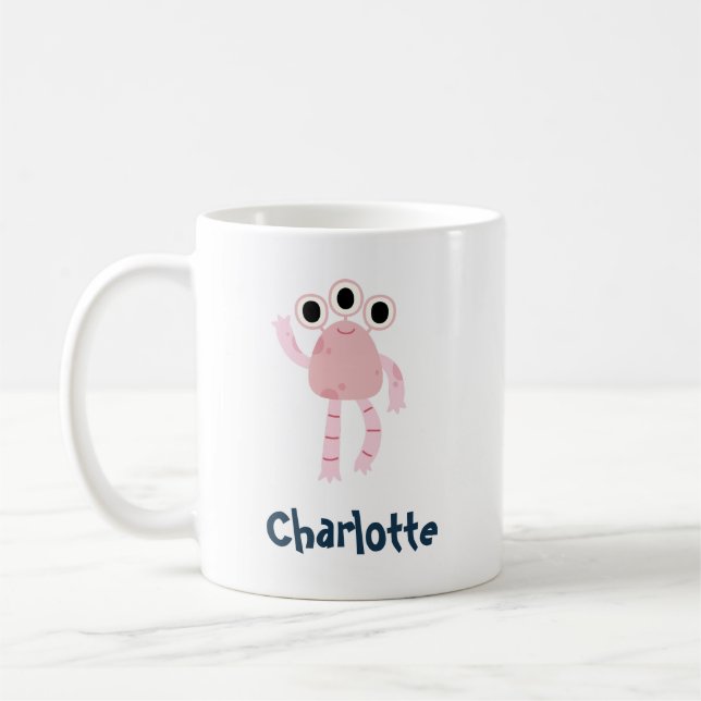Anpassa ditt namn med Cute Monster Kaffemugg (Vänster)