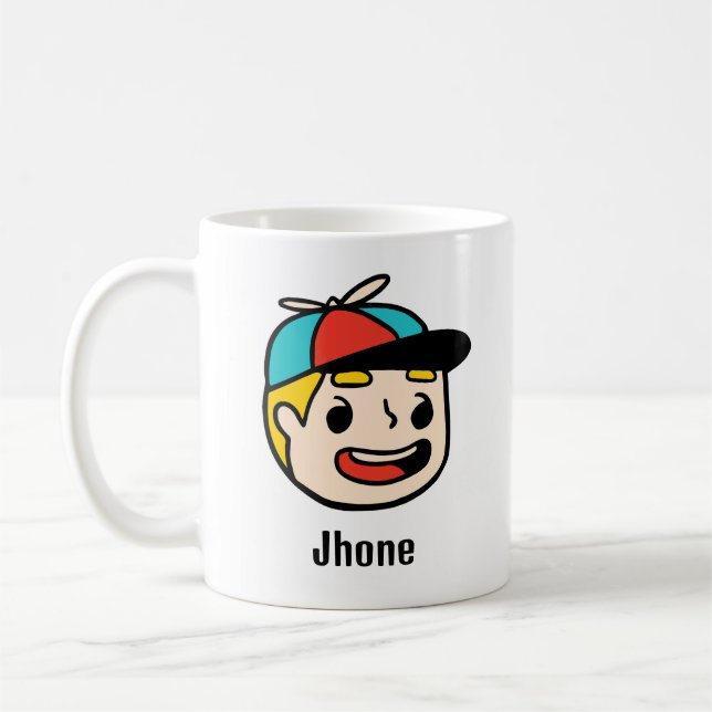 Anpassa ditt namn med en fin Tecknad Ansikte Kaffemugg (Vänster)