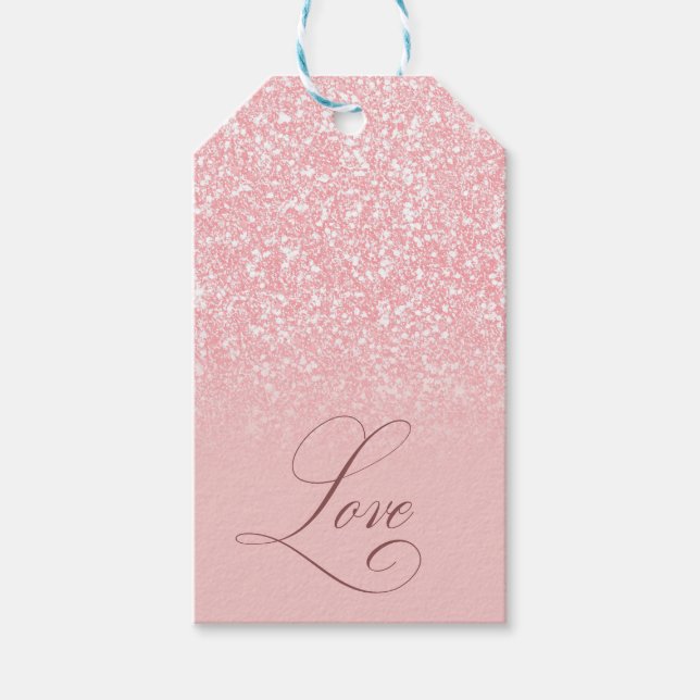 Anpassa ditt namn Rosa Glitter Kärlek Färg F3C0C0 Presentetikett (Framsidan)