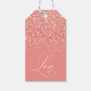 Anpassa Ditt Namn Rosa Glitter Kärlek Presentetikett