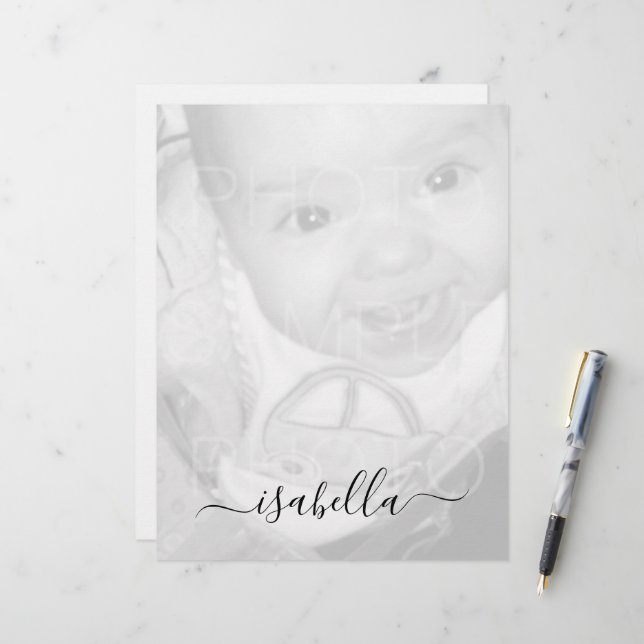 Anpassa ditt svarta vita foto Monogram namn Brevhuvud (Fram/Back In Situ)