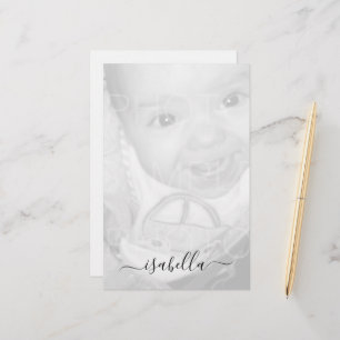Anpassa ditt svarta vita foto Monogram namn Brevpapper