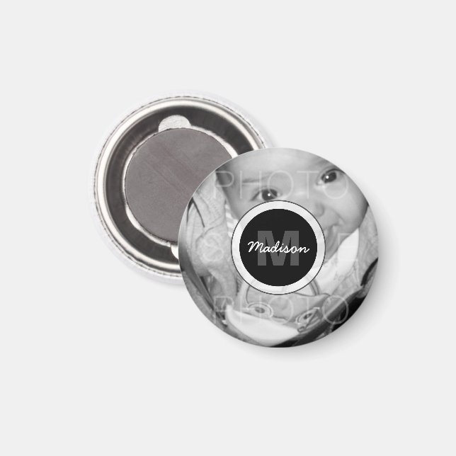 Anpassa ditt svarta vita fotomonogram magnet (Front/Back)