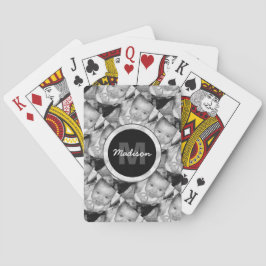 Anpassa Ditt Svarta Vita Fotomönster Monogram Casinokort