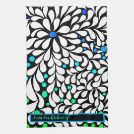 Anpassa djärva moderna blommor blåteal-ombre kökshandduk