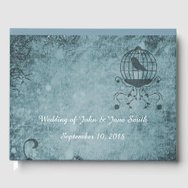 Anpassa djupblå Steampunk-fågelburk Gästböcker