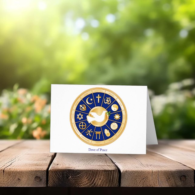 Anpassa Dove of Peace Greeting Card 4 x 5,6 tum OBS Kort (Customize Dove of Peace Greeting Card. Peace, Harmony, Diversity, Faith)