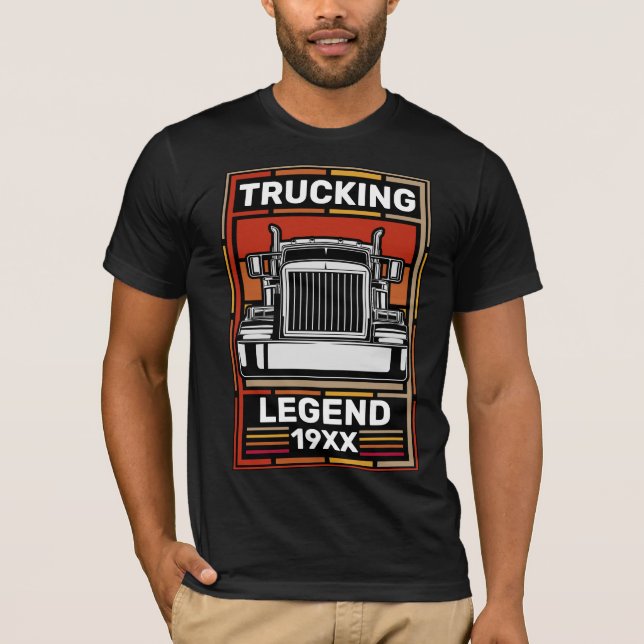 Anpassa drivrutinen Retro Trucker Legend Semi Last T Shirt (Framsida)