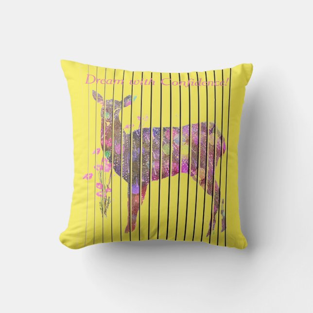 Anpassa drömmar med Hjort, Blommor Dekorativ kudde (Framsida)