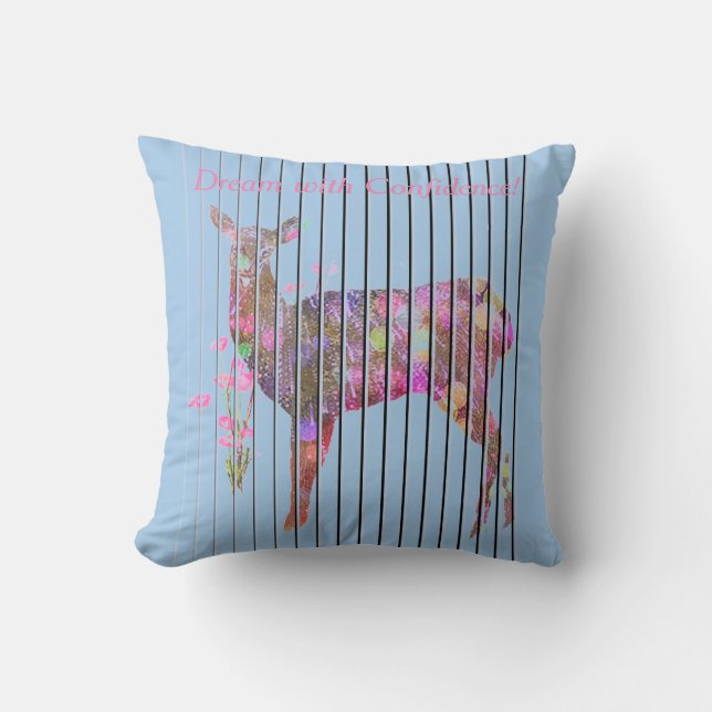 Anpassa drömmar med Hjort, blommor Kudde (Framsida)