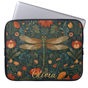 Anpassa Dronfly orange blommigt boho-chic Laptop Fodral