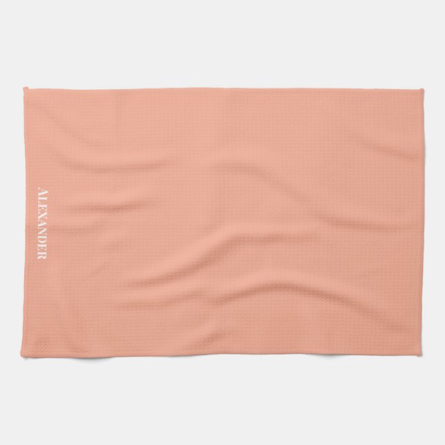 Anpassa Dusty Ro Rosa Plain Solid White Kökshandduk (Horisontell)