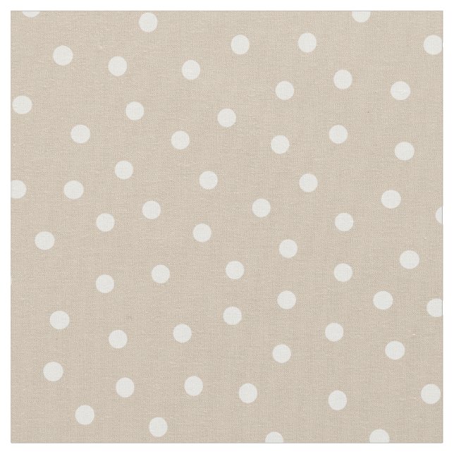 Anpassa egna vita polka dots i beige tyg (Närbild)