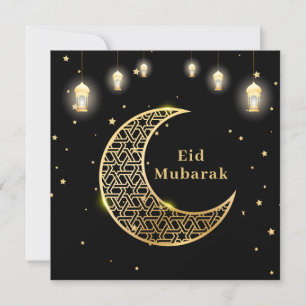 Anpassa Eid Mubarak/Ramadan Kareem Guld Inbjudningar