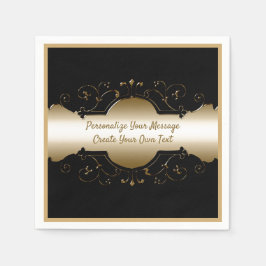 Anpassa elegant Black & Guld för prydnadsdesign Pappersservett