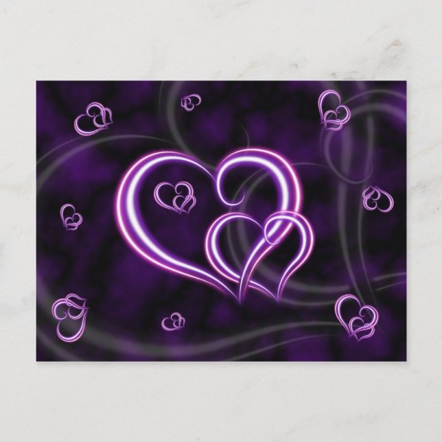 Anpassa Eleganten Lila Hearts Vykort (Framsida)
