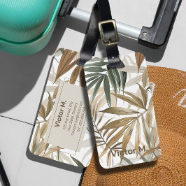 Anpassa Eleganten Tropical Löv Charcol Guld Bagagebricka