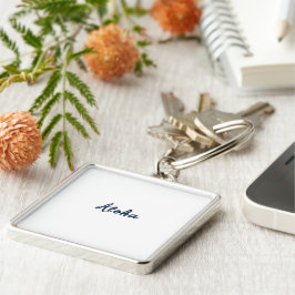 Anpassa eller anpassa fyrkantig silverfärgad nyckelring