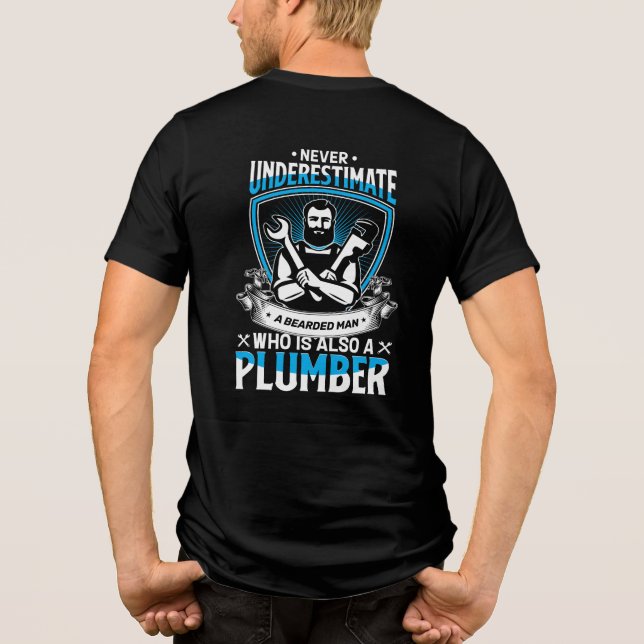 Anpassa en elegant plummergrafik med böjd man t shirt (Baksida)