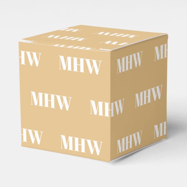 Anpassa en kamellgåva med inledande vit monogram presentaskar (Framsidan Sidan)