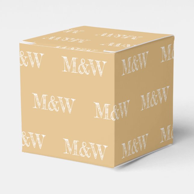 Anpassa en kamellgåva med inledande vit monogram presentaskar (Framsidan Sidan)