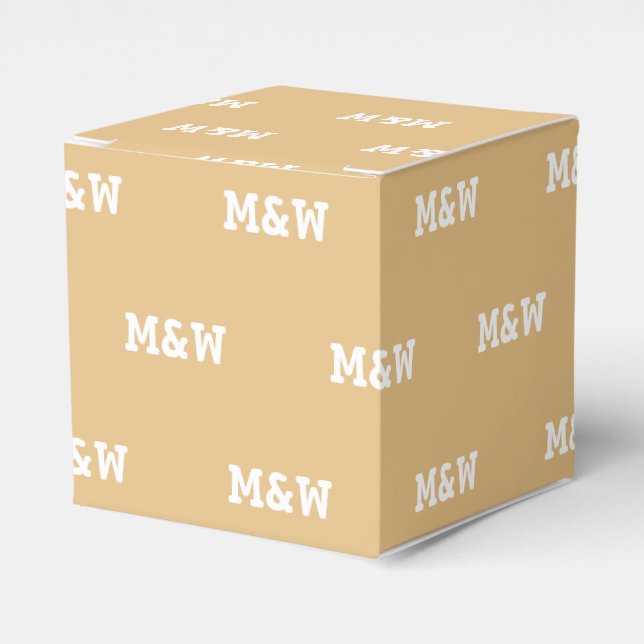 Anpassa en kamellgåva med inledande vit monogram presentaskar (Framsidan Sidan)