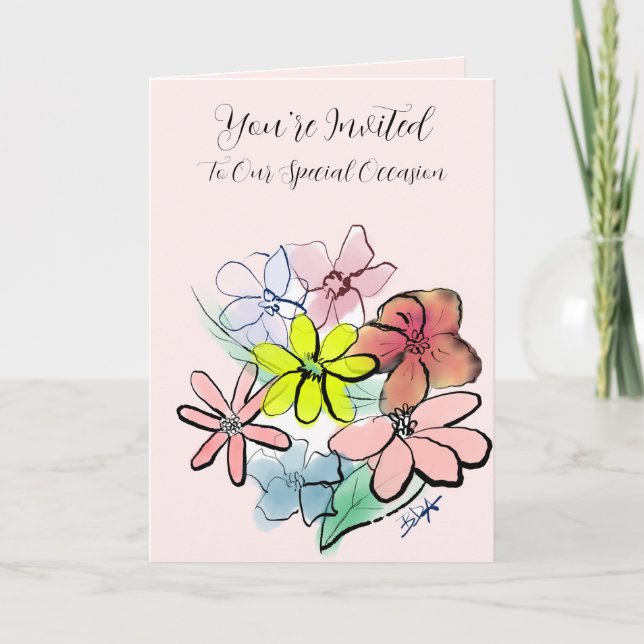 Anpassa en ljus- och Söt-blomma grafik Inbjudan (Framsida)