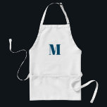 Anpassa engramsfärgsblått tonårsblått förkläde<br><div class="desc">Anpassa monogram initial teal blue white Vuxen Apron</div>