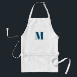 Anpassa engramsfärgsblått tonårsblått förkläde<br><div class="desc">Anpassa monogram initial teal blue white Vuxen Apron</div>