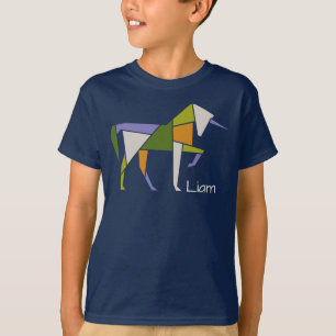 Anpassa Enhörning Modern Abstrakt Tangram Djur T Shirt