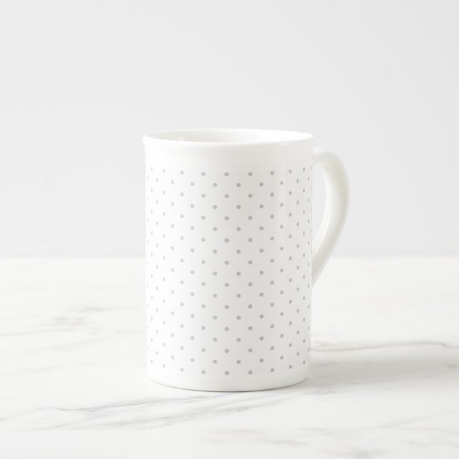 Anpassa enkelt Färg från Grått Mini Polka dots Benporslin Mugg (Framsida höger)
